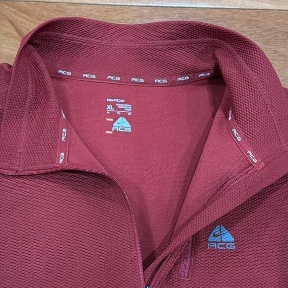 Nike Men’s ACG Pullover Burgundy Quarter Zip Dri Fit Performance size XL - Picture 4 of 8